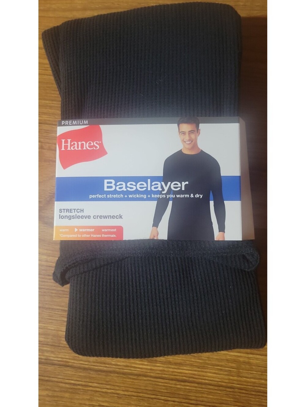 Hanes Premium Baselayer Stretch Longsleeve Crewneck Shirt XL Black